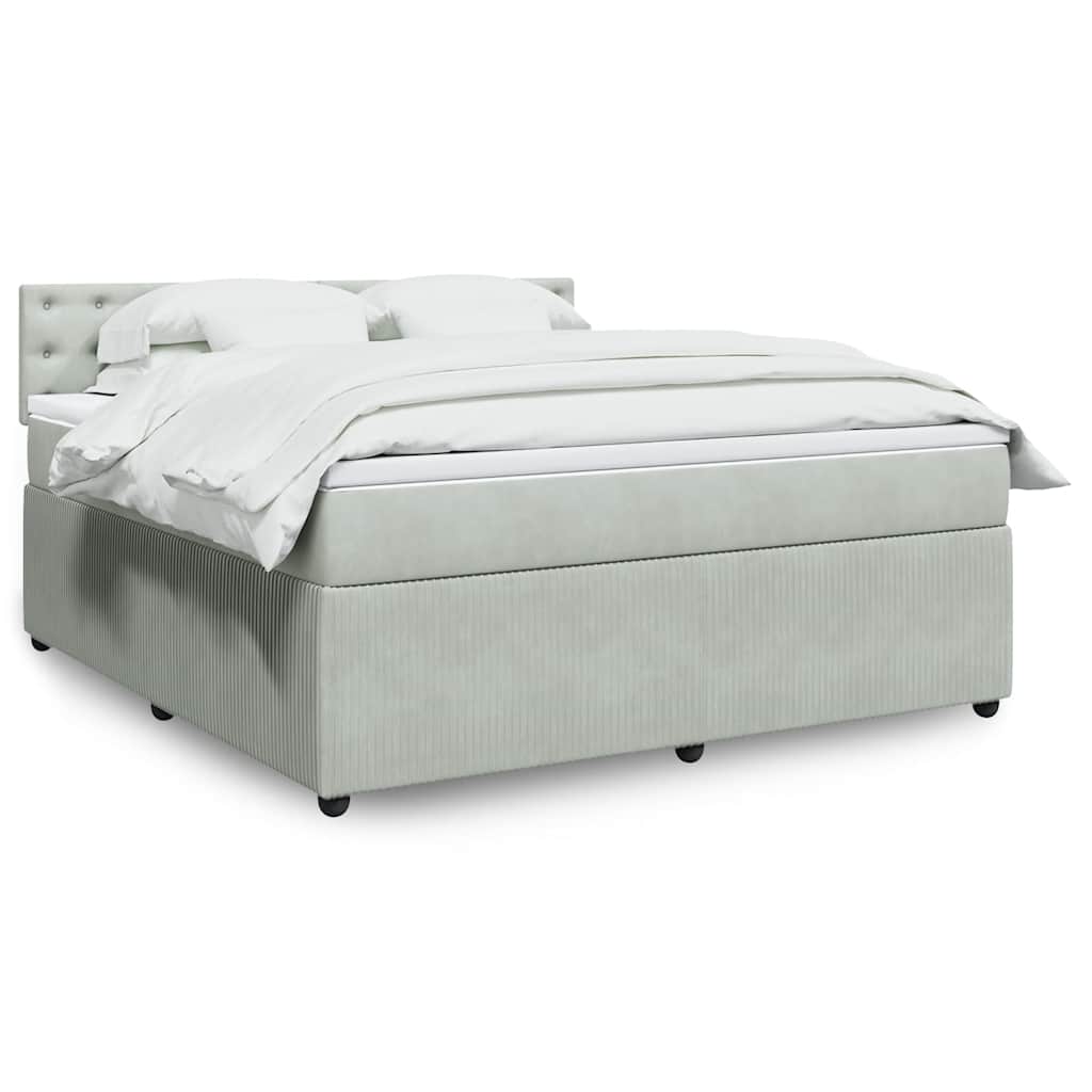 Boxspring met matras fluweel lichtgrijs 180x200 cm is nu te koop bij PeponiXL, paradijselijk wonen!