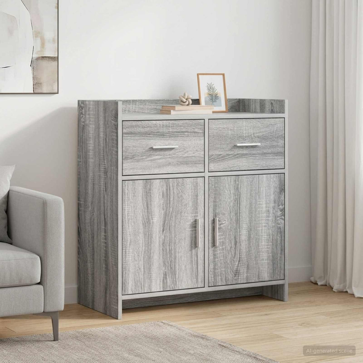 Dressoir Grijs Sonoma 75 x 36 x 80 cm Bewerkt hout is nu te koop bij PeponiXL, paradijselijk wonen!
