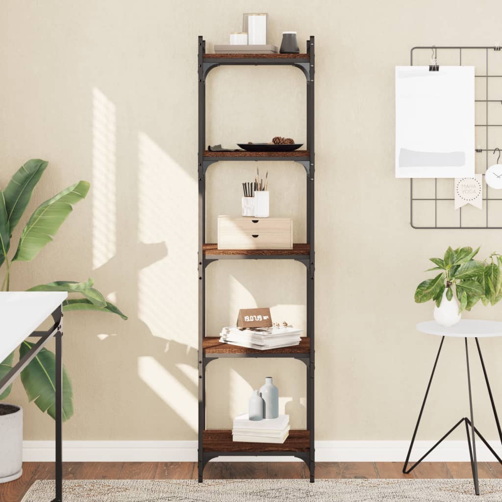 Boekenkast 5-laags 40x30x154 cm bewerkt hout bruin eikenkleur is nu te koop bij PeponiXL, paradijselijk wonen!