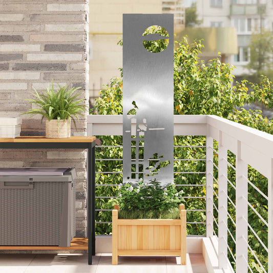 Tuin Privacy Screen Fretwerk Zilver 32 x 140 cm Roestvrij staal is nu te koop bij PeponiXL, paradijselijk wonen!