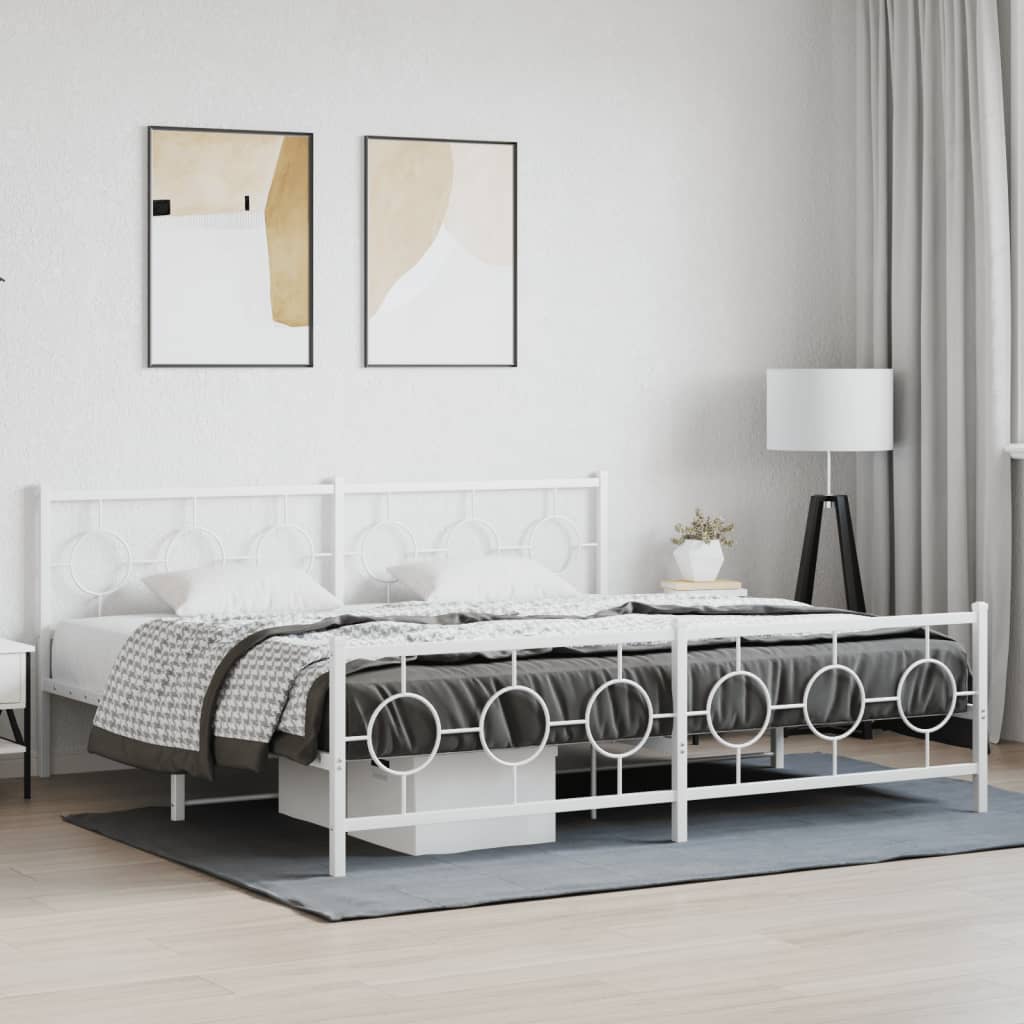 Bedframe met hoofd- en voeteneinde metaal wit 193x203 cm is nu te koop bij PeponiXL, paradijselijk wonen!