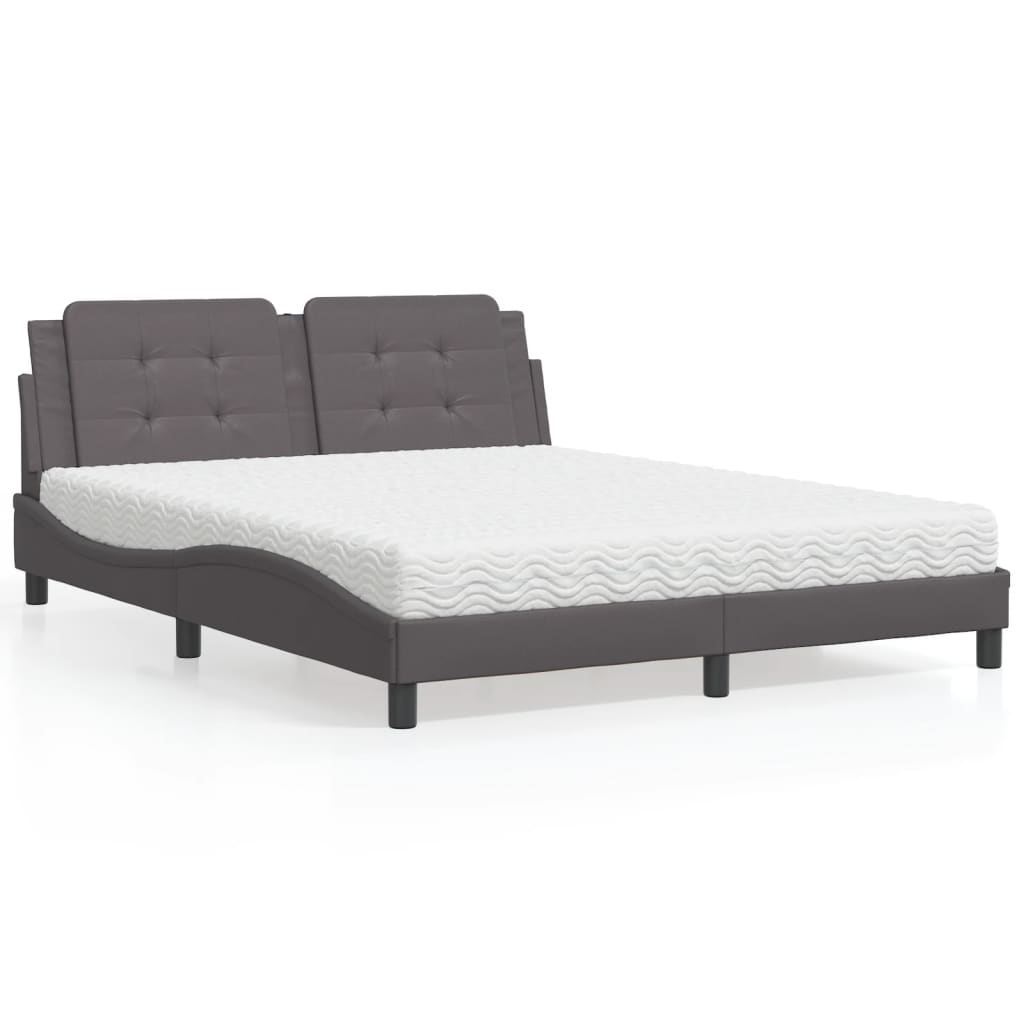 Bed met matras "Zadar" kunstleer grijs 160x200 cm is nu te koop bij PeponiXL, paradijselijk wonen!