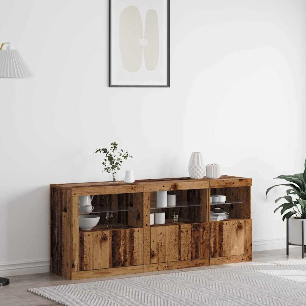 LED Sideboard Oudhout 162 x 37 x 67 cm Bewerkt hout is nu te koop bij PeponiXL, paradijselijk wonen!