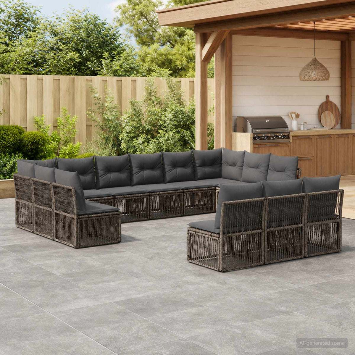 Tuinbankenset 13 pcs Grijs poly rattan is nu te koop bij PeponiXL, paradijselijk wonen!