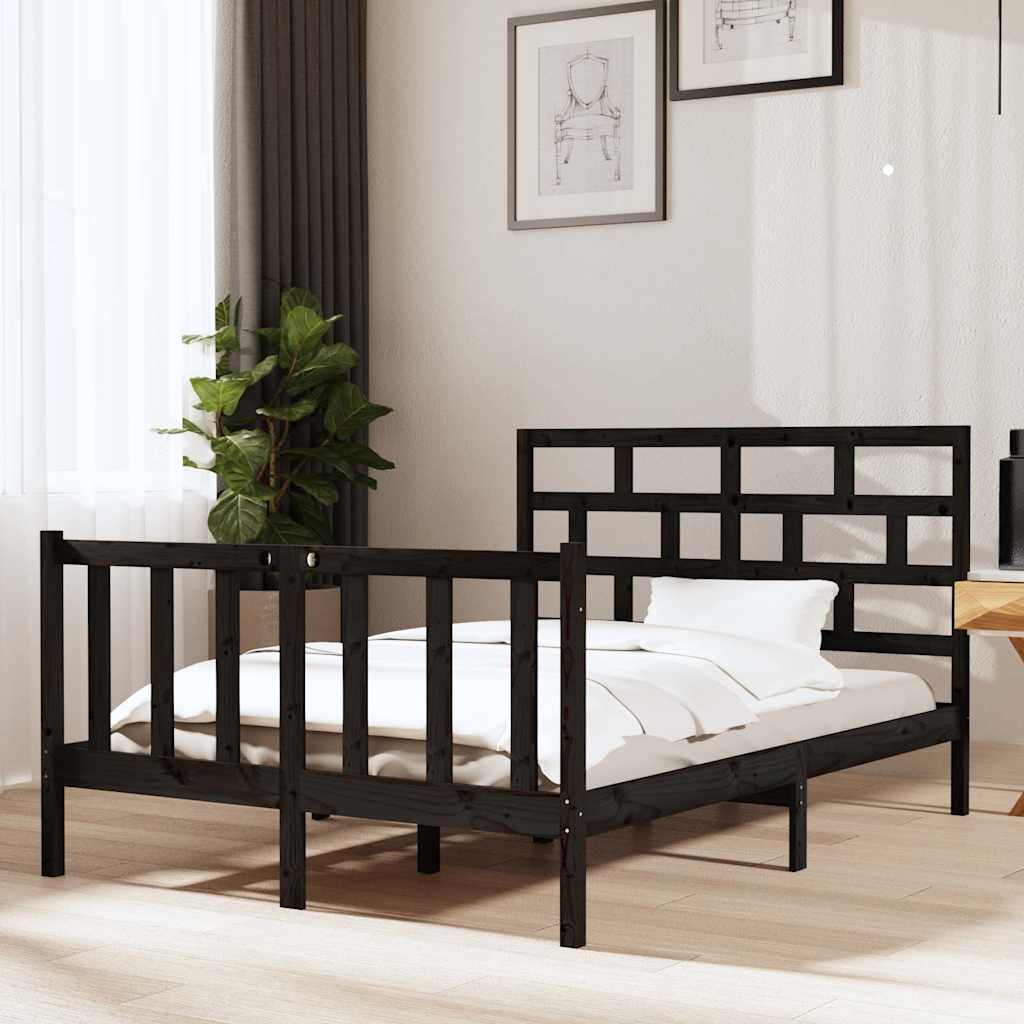 Bedframe massief grenenhout zwart 135x190 cm is nu te koop bij PeponiXL, paradijselijk wonen!