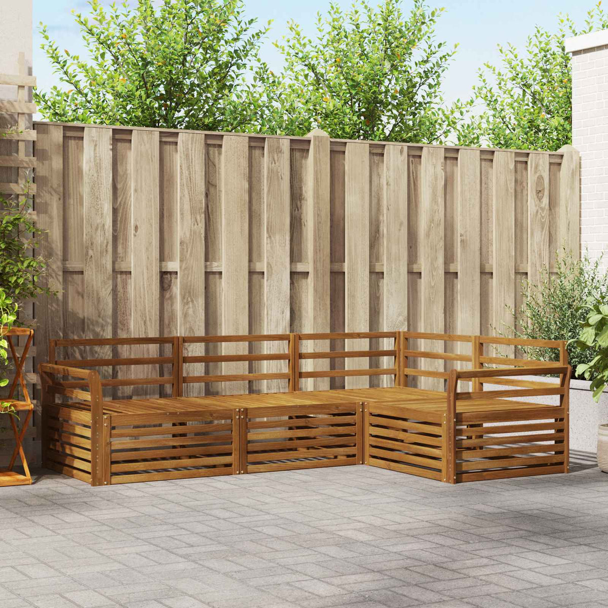 Buiten bankenset 4 pcs Naturel Massief Acaciahout is nu te koop bij PeponiXL, paradijselijk wonen!