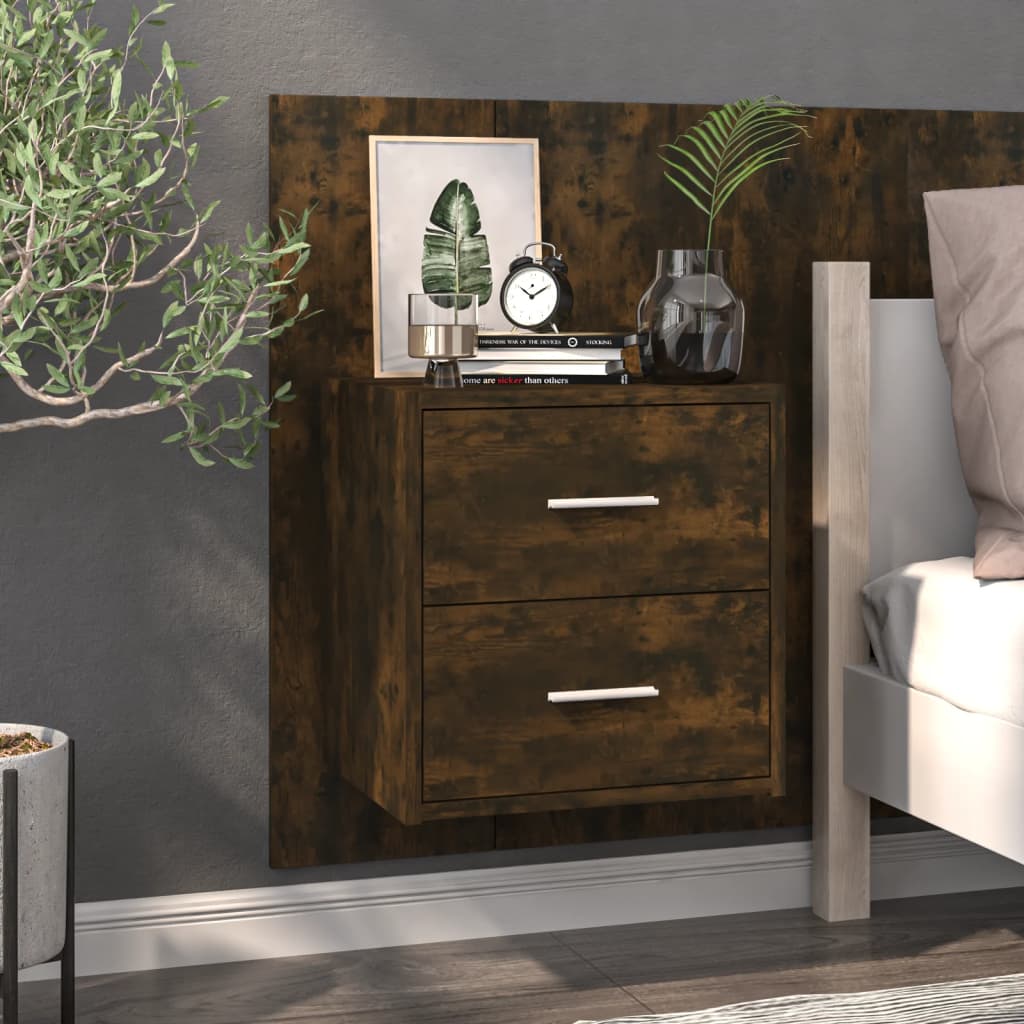 Nachtkastje wandgemonteerd gerookt eikenkleurig is nu te koop bij PeponiXL, paradijselijk wonen!