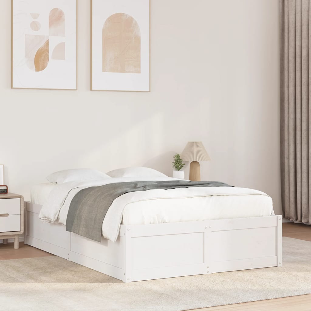 Bedframe zonder matras massief grenenhout wit 135x190 cm is nu te koop bij PeponiXL, paradijselijk wonen!