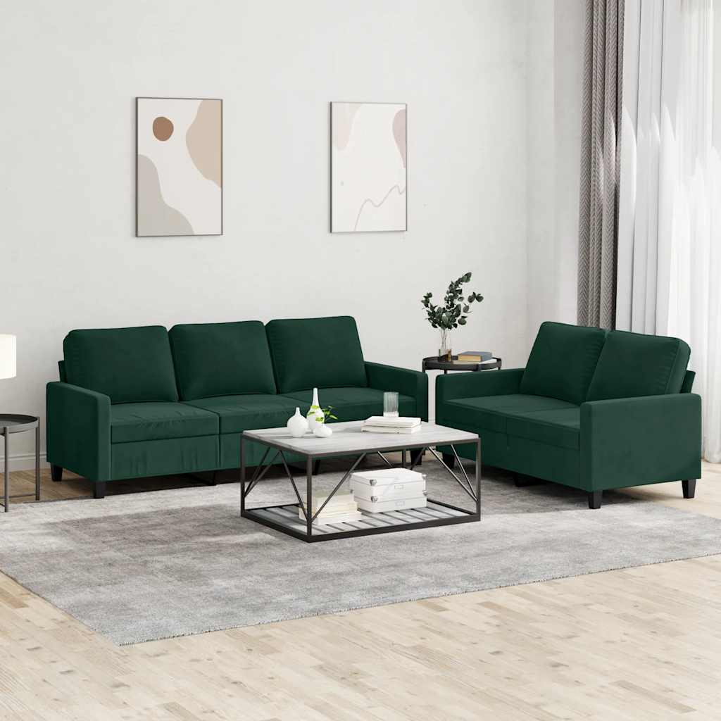 2-delige Loungeset met kussens fluweel donkergroen is nu te koop bij PeponiXL, paradijselijk wonen!