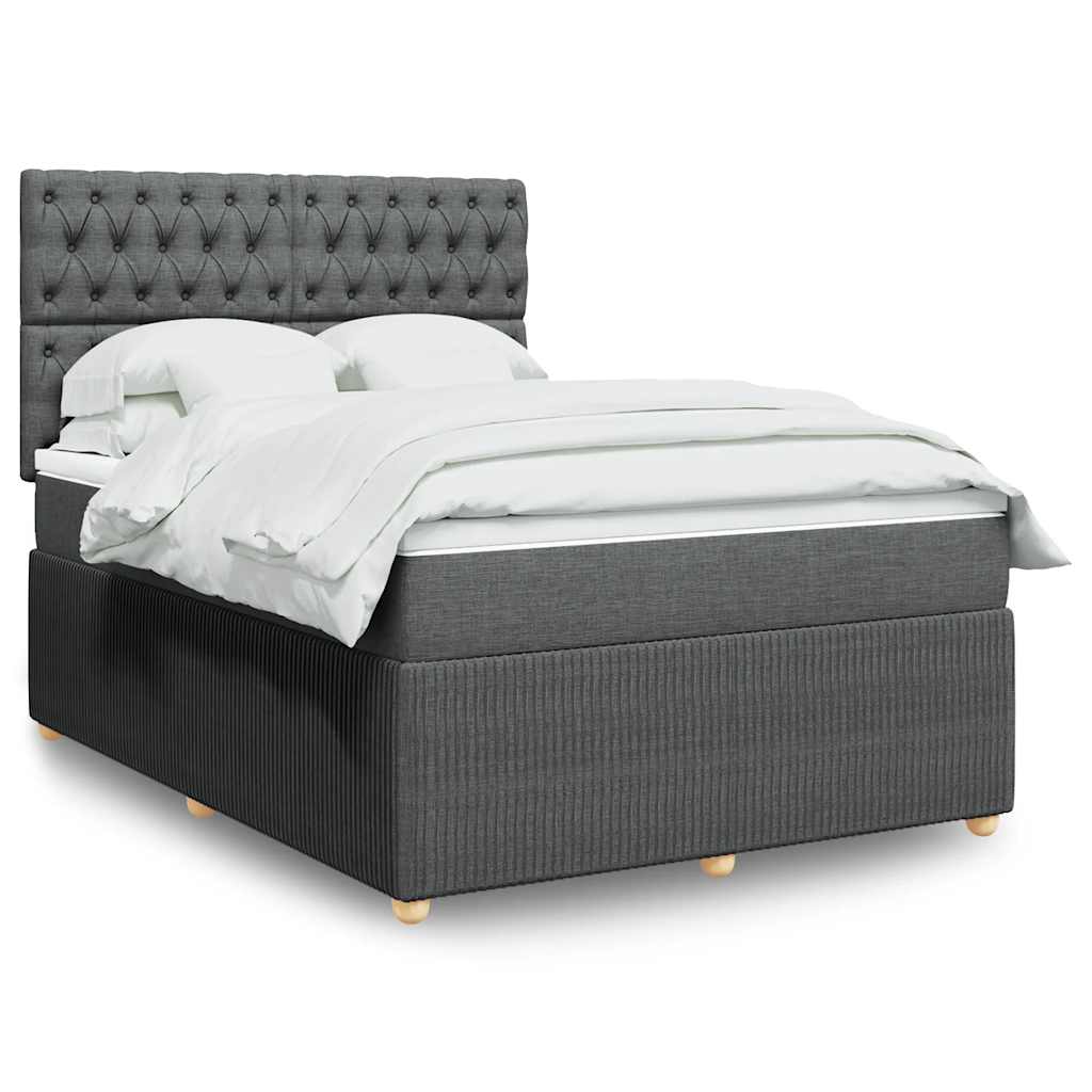 Boxspring met matras stof donkergrijs 140x190 cm is nu te koop bij PeponiXL, paradijselijk wonen!