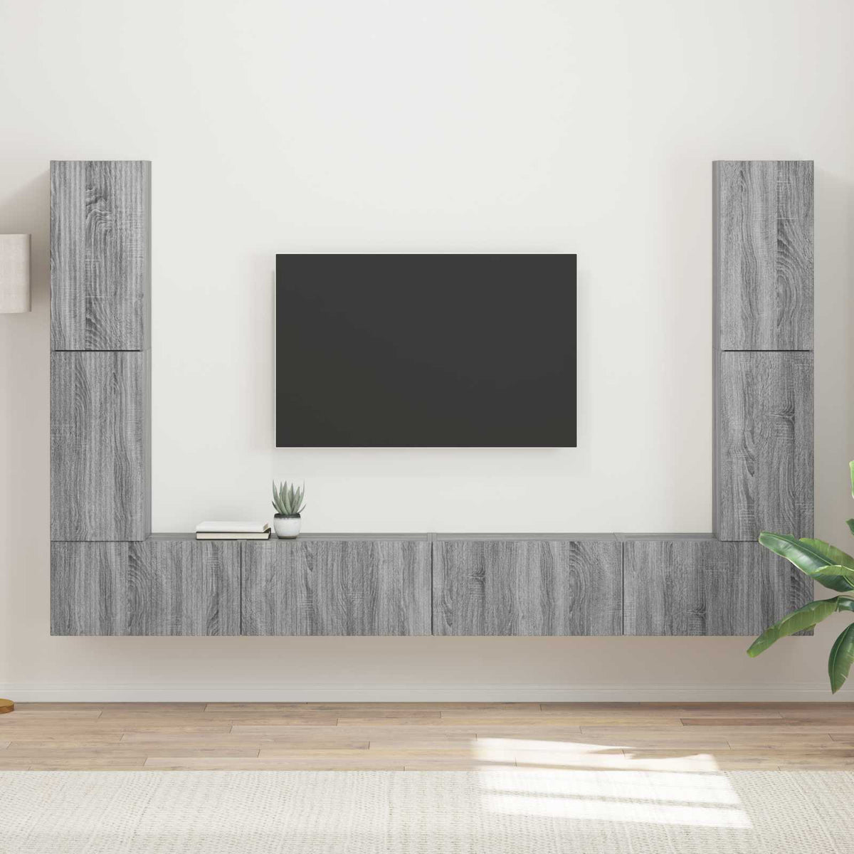 Tv-meubelset 8 pcs Grijs Sonoma Bewerkt hout is nu te koop bij PeponiXL, paradijselijk wonen!
