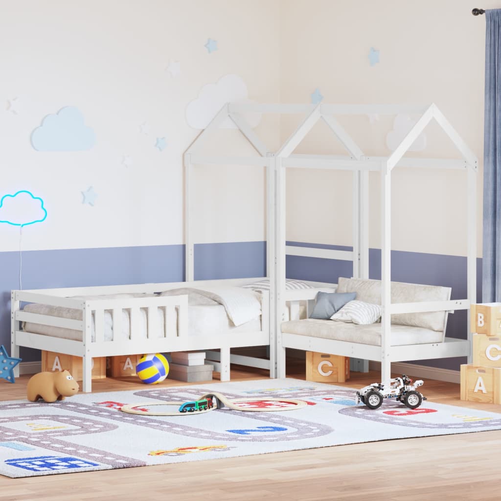 Kinderbed met dak massief grenenhout wit 75x190 cm is nu te koop bij PeponiXL, paradijselijk wonen!