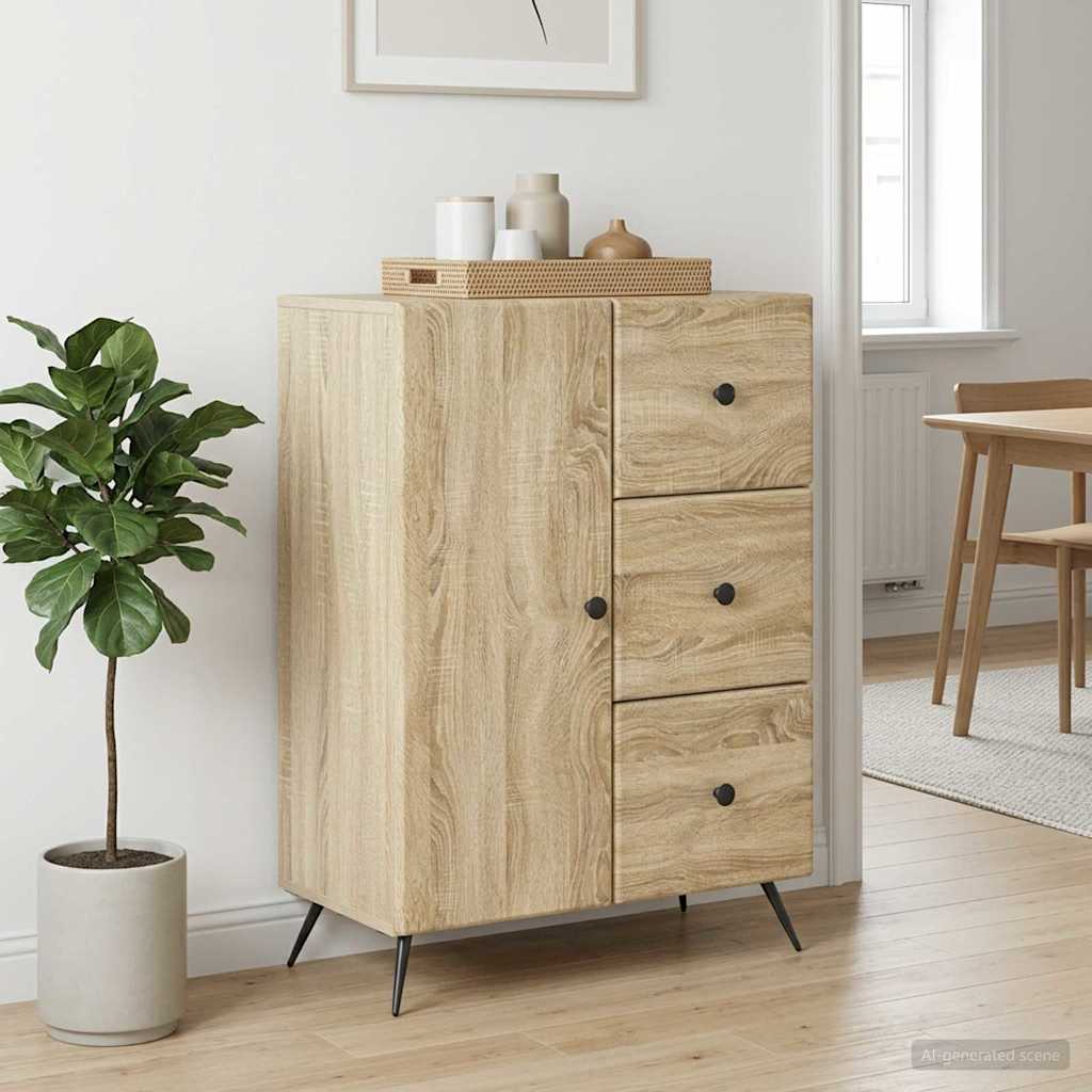 Dressoir met lade Sonoma Eiken 66 x 34,5 x 90 cm Bewerkt hout is nu te koop bij PeponiXL, paradijselijk wonen!