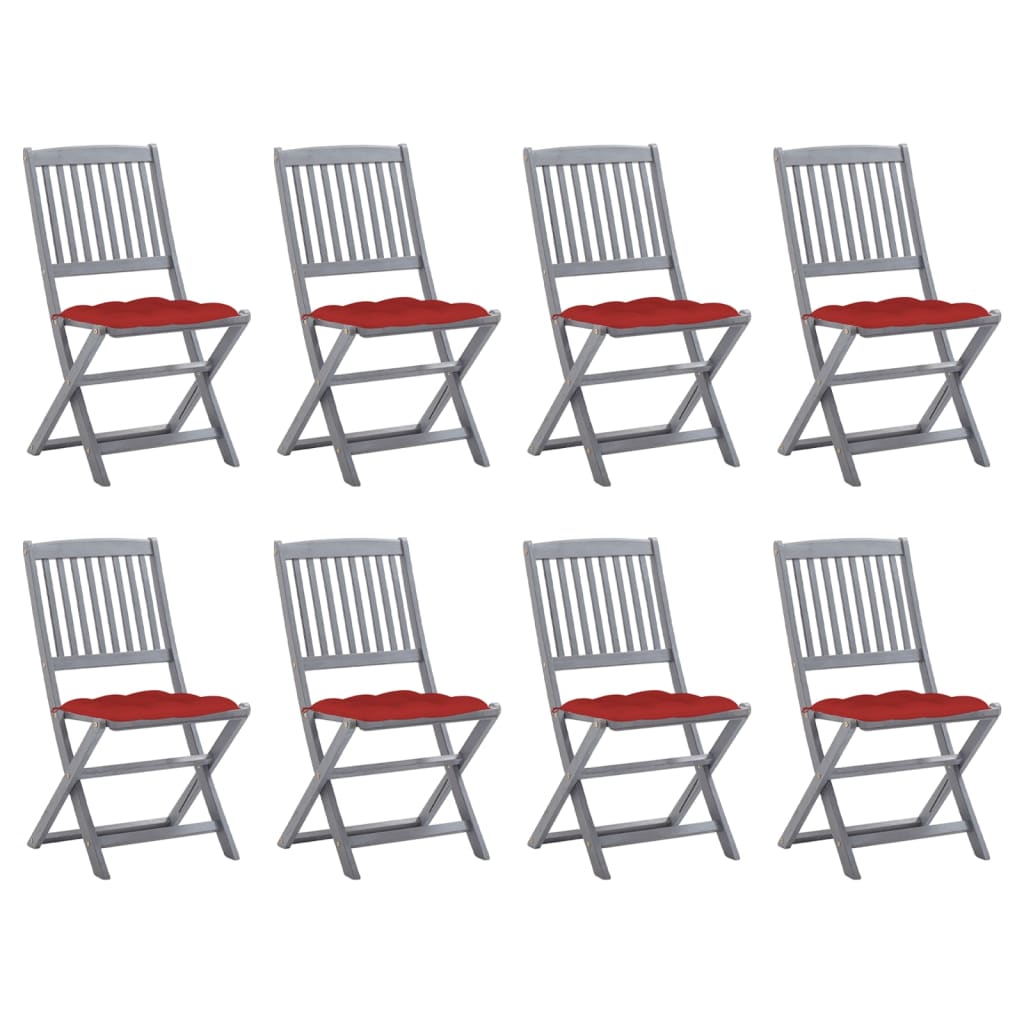 Tuinstoelen 8 st inklapbaar met kussens massief acaciahout is nu te koop bij PeponiXL, paradijselijk wonen!