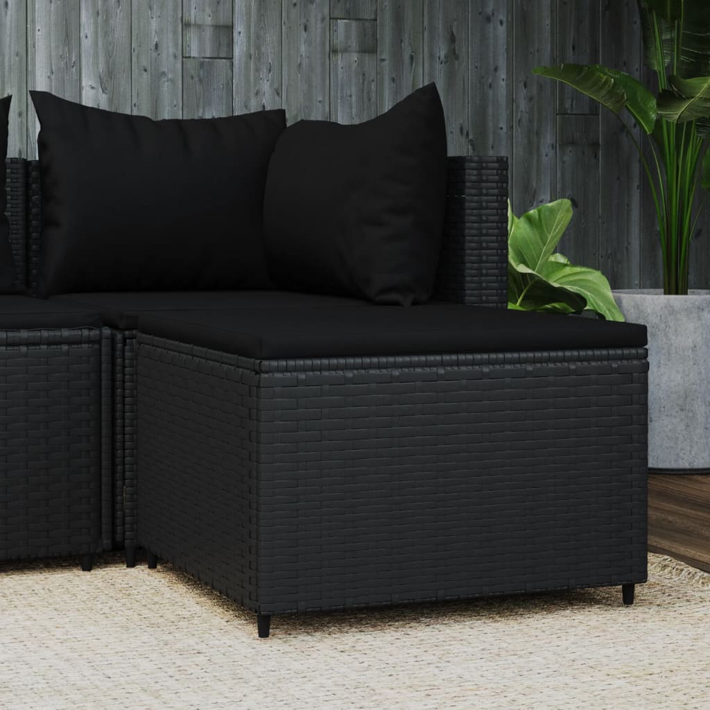 Voetensteun met kussen poly rattan zwart is nu te koop bij PeponiXL, paradijselijk wonen!