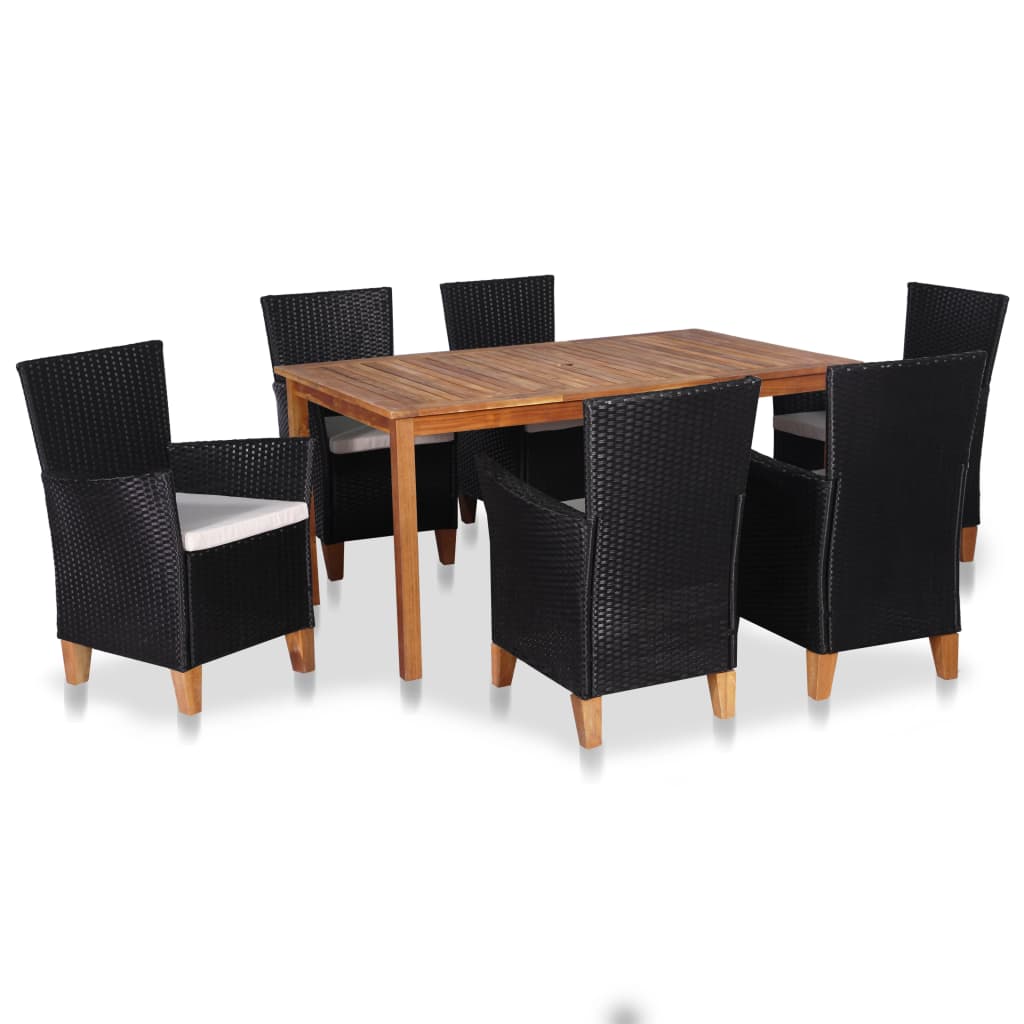 7-delige Tuinset poly rattan zwart en bruin is nu te koop bij PeponiXL, paradijselijk wonen!