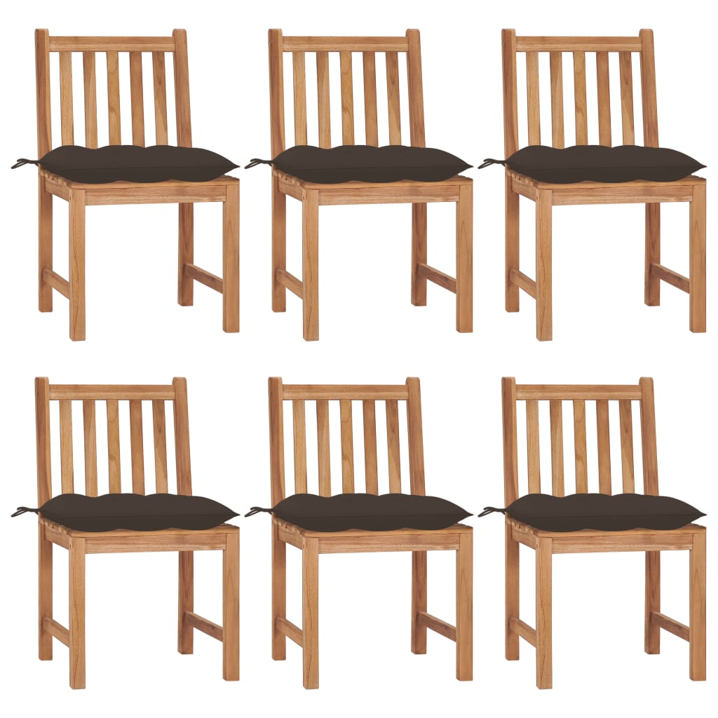 Tuinstoelen 6 st met kussens massief teakhout is nu te koop bij PeponiXL, paradijselijk wonen!