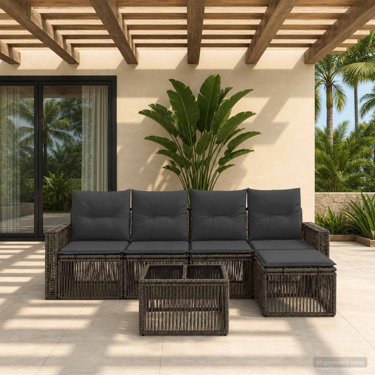 Tuinbankenset 6 pcs Grijs en Donkergrijs poly rattan is nu te koop bij PeponiXL, paradijselijk wonen!