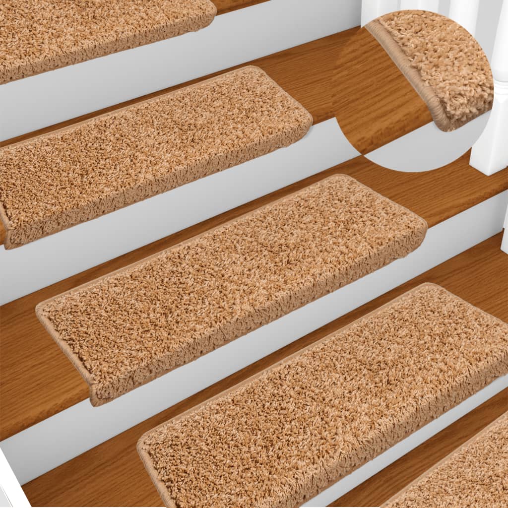 Trapmatten 15 st 65x21x4 cm beige rechthoekige rand is nu te koop bij PeponiXL, paradijselijk wonen!