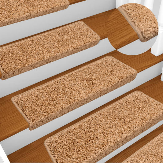 Trapmatten 15 st 65x21x4 cm beige rechthoekige rand is nu te koop bij PeponiXL, paradijselijk wonen!
