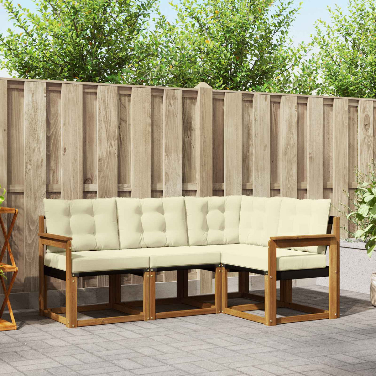 Buiten bankenset met kussen 4 pcs Natuurlijk en Crème is nu te koop bij PeponiXL, paradijselijk wonen!