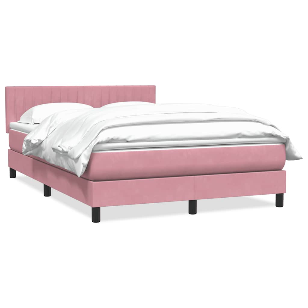 Boxspring met matras fluweel roze 140x220 cm is nu te koop bij PeponiXL, paradijselijk wonen!