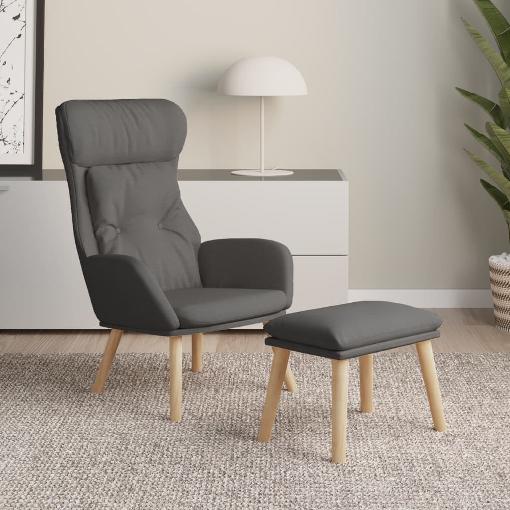 Relaxstoel met voetenbank stof donkergrijs is nu te koop bij PeponiXL, paradijselijk wonen!