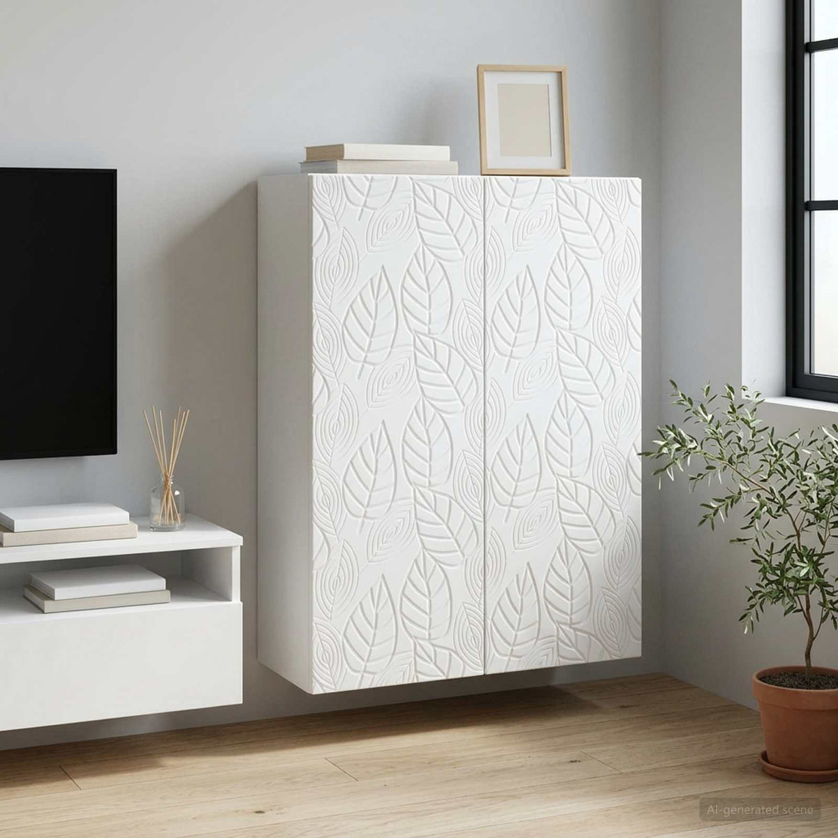 Wandkast Wit 66 x 34,5 x 90 cm Bewerkt hout is nu te koop bij PeponiXL, paradijselijk wonen!