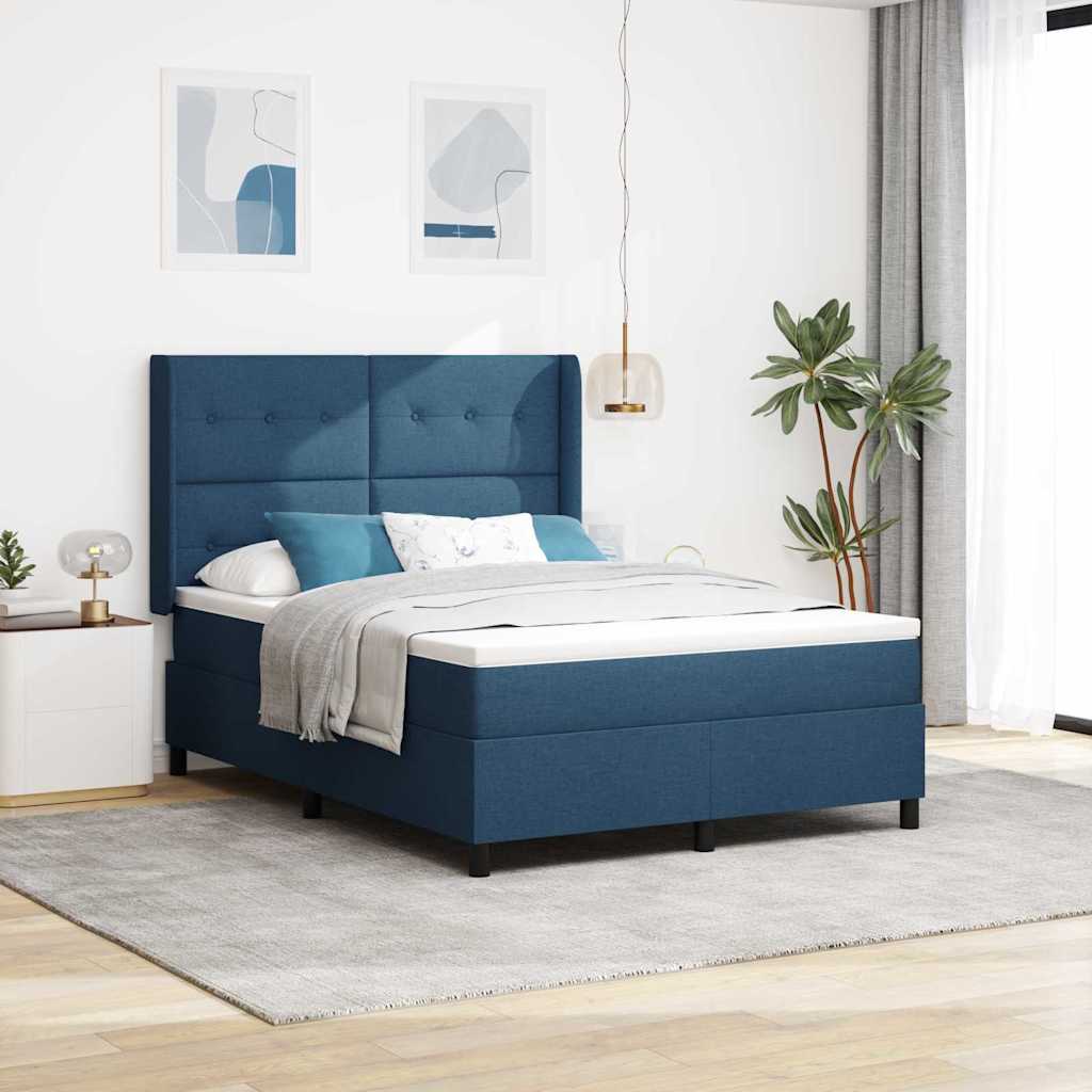 LED Box Spring Bed met matras Blauw 140 x 200 cm Stof is nu te koop bij PeponiXL, paradijselijk wonen!