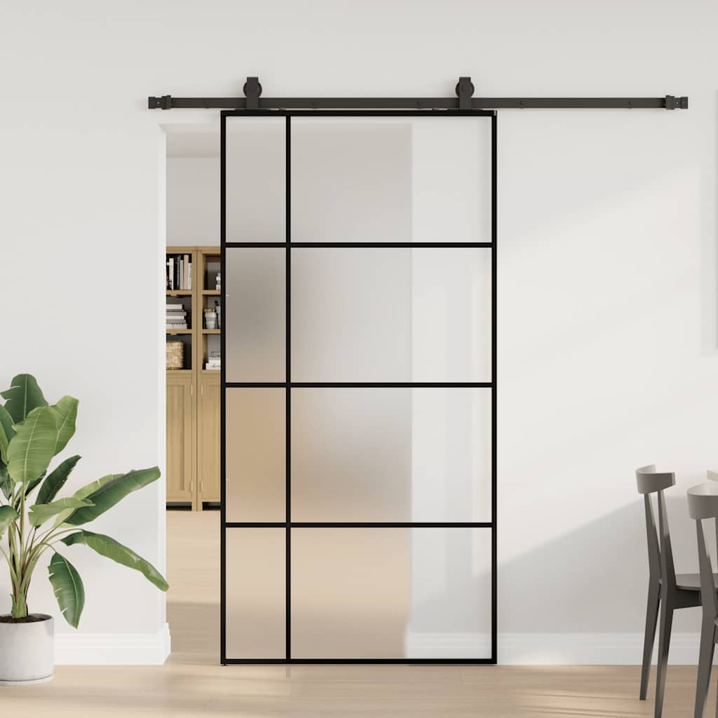 Schuifdeur met beslagset 102,5x205 cm ESG glas zwart is nu te koop bij PeponiXL, paradijselijk wonen!