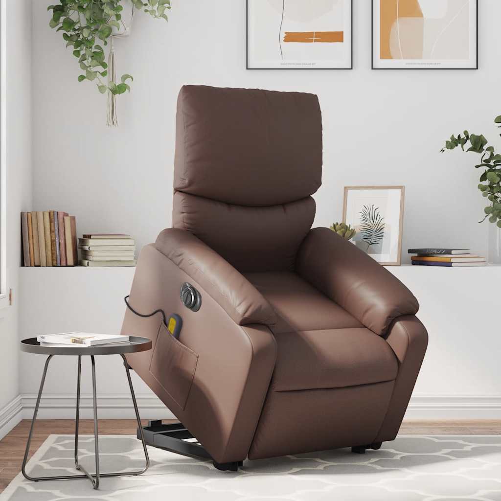 Sta-op-massagestoel elektrisch kunstleer bruin is nu te koop bij PeponiXL, paradijselijk wonen!