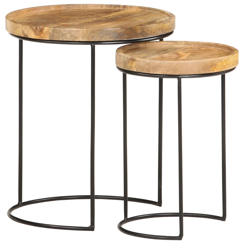 2-delige Salontafelset massief mangohout en staal is nu te koop bij PeponiXL, paradijselijk wonen!