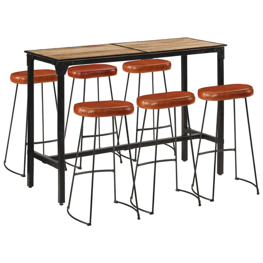 7-delige Barset massief ruw mangohout en metaal is nu te koop bij PeponiXL, paradijselijk wonen!