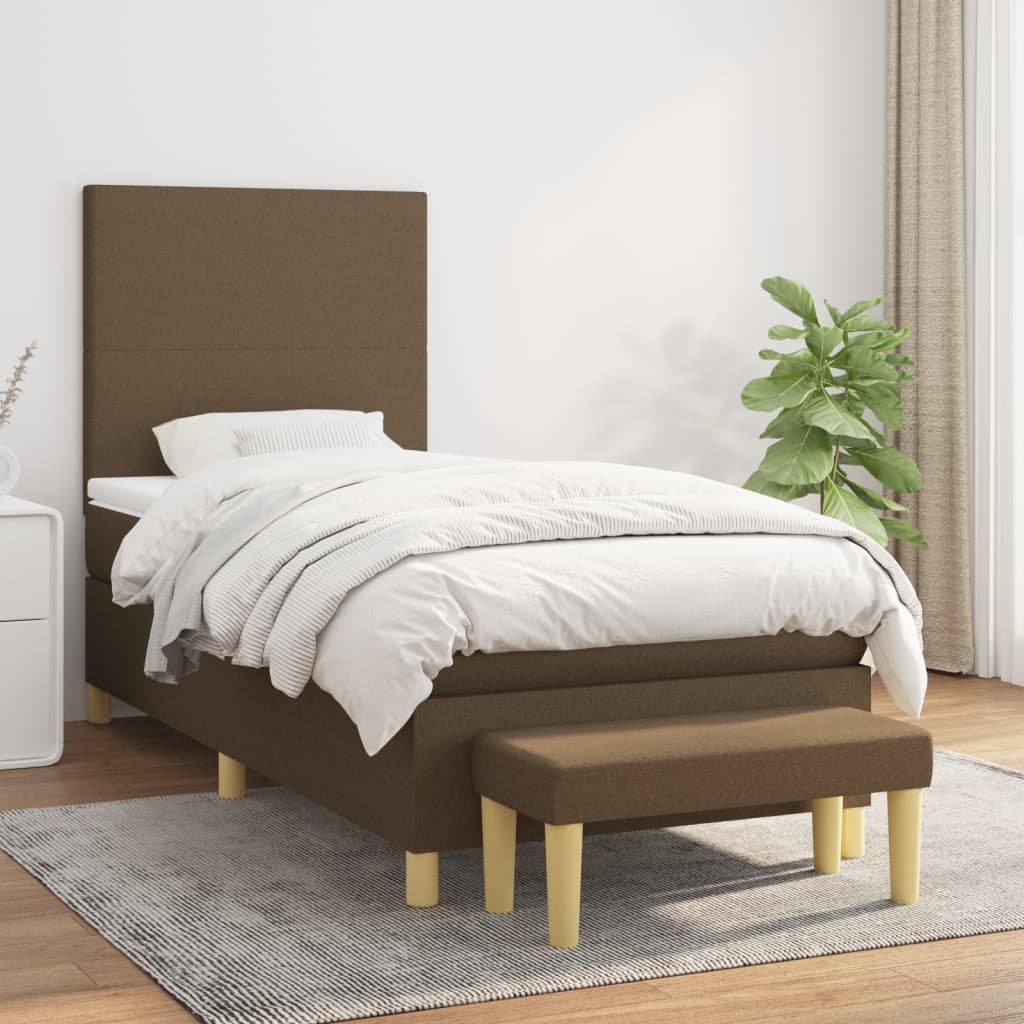 Boxspring met matras stof donkerbruin 80x200 cm is nu te koop bij PeponiXL, paradijselijk wonen!