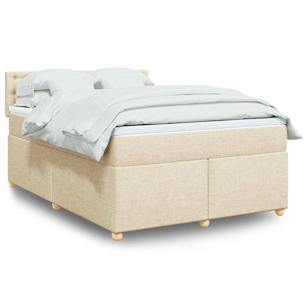 Boxspring met matras stof crèmekleurig 140x190 cm is nu te koop bij PeponiXL, paradijselijk wonen!