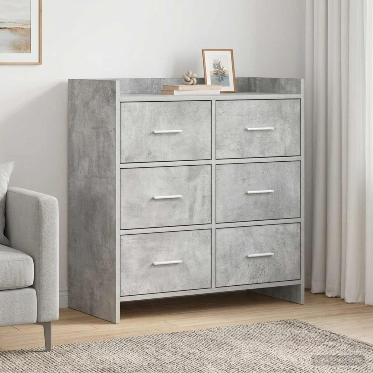Dressoir Betongrijs 75 x 33 x 80 cm Bewerkt hout is nu te koop bij PeponiXL, paradijselijk wonen!