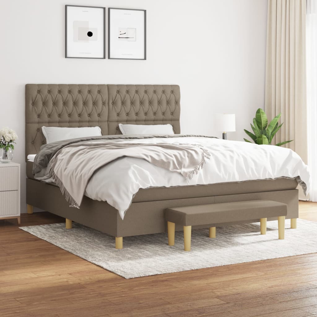 Boxspring met matras stof taupe 180x200 cm is nu te koop bij PeponiXL, paradijselijk wonen!