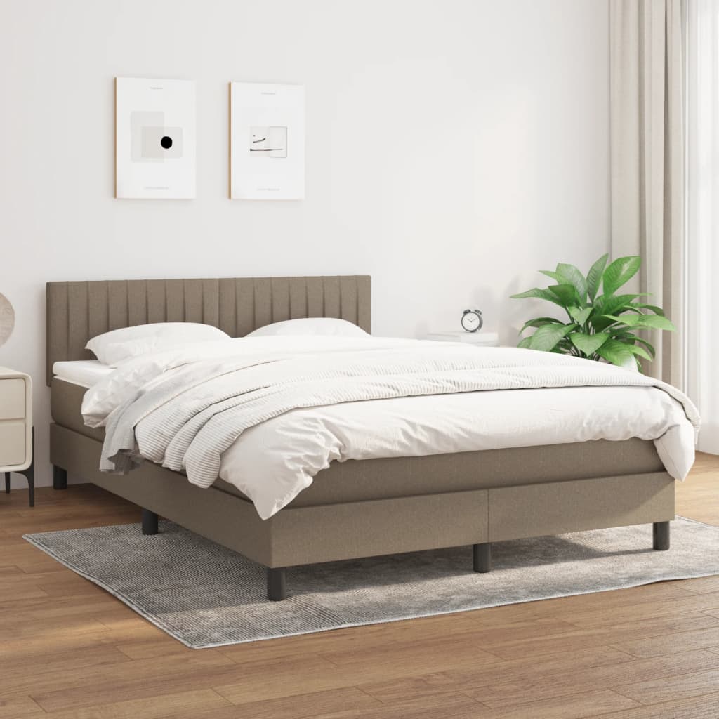 Boxspring met matras stof taupe 140x190 cm is nu te koop bij PeponiXL, paradijselijk wonen!