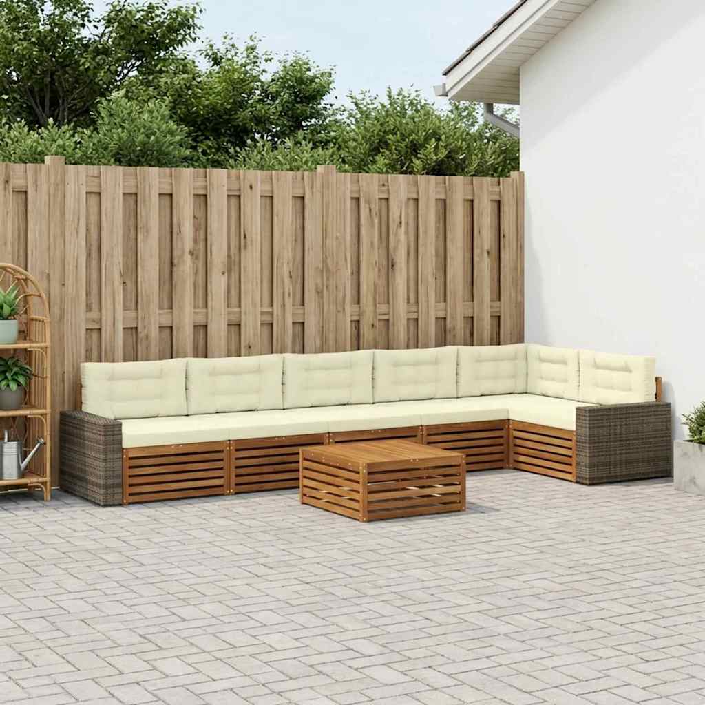 Buiten bankenset 7 pcs Natuurlijk en Crème 79 x 79 x 37 cm is nu te koop bij PeponiXL, paradijselijk wonen!