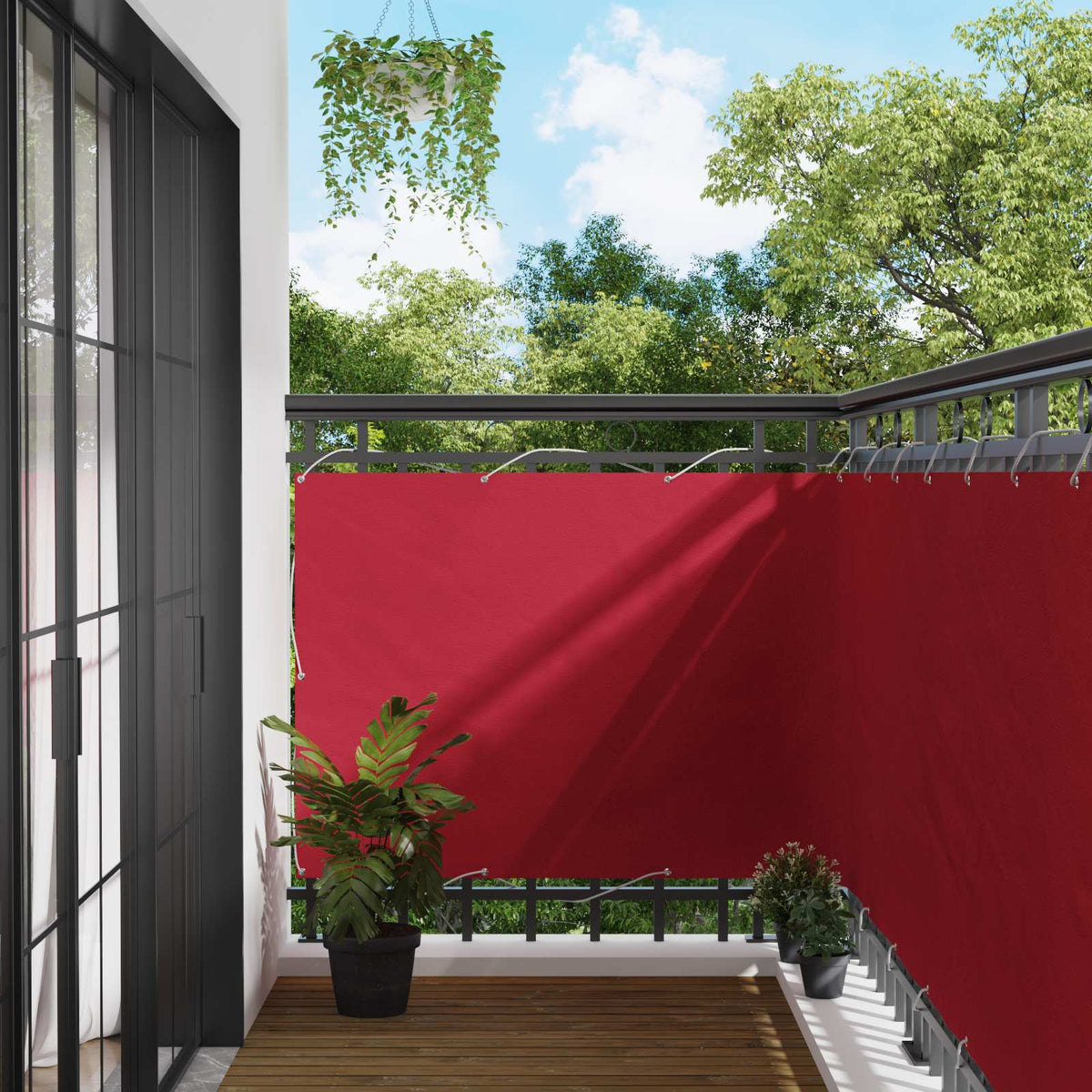 Balkon Scherm Rood 110 x 300 cm Oxford Stof is nu te koop bij PeponiXL, paradijselijk wonen!