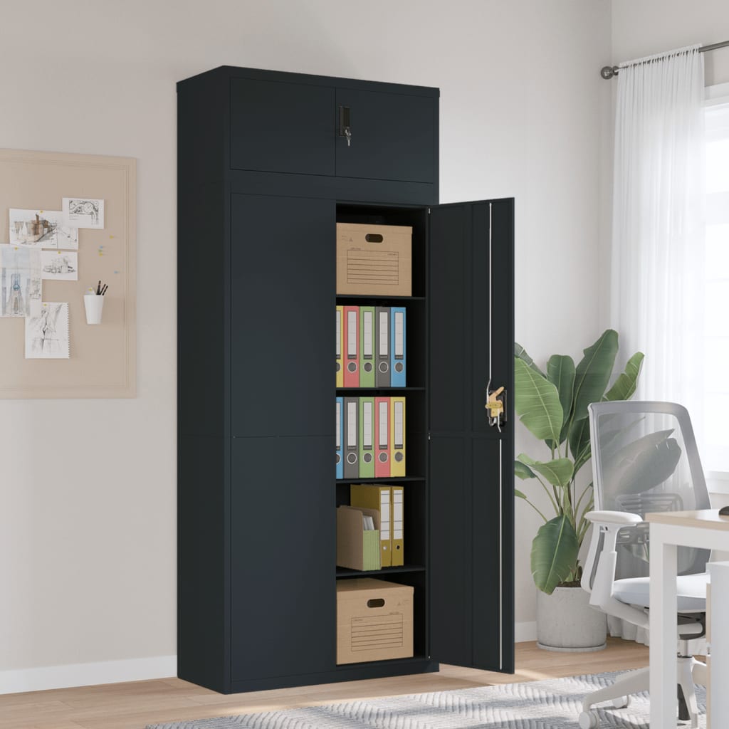 Archiefkast 90x40x220 cm staal antracietkleurig is nu te koop bij PeponiXL, paradijselijk wonen!