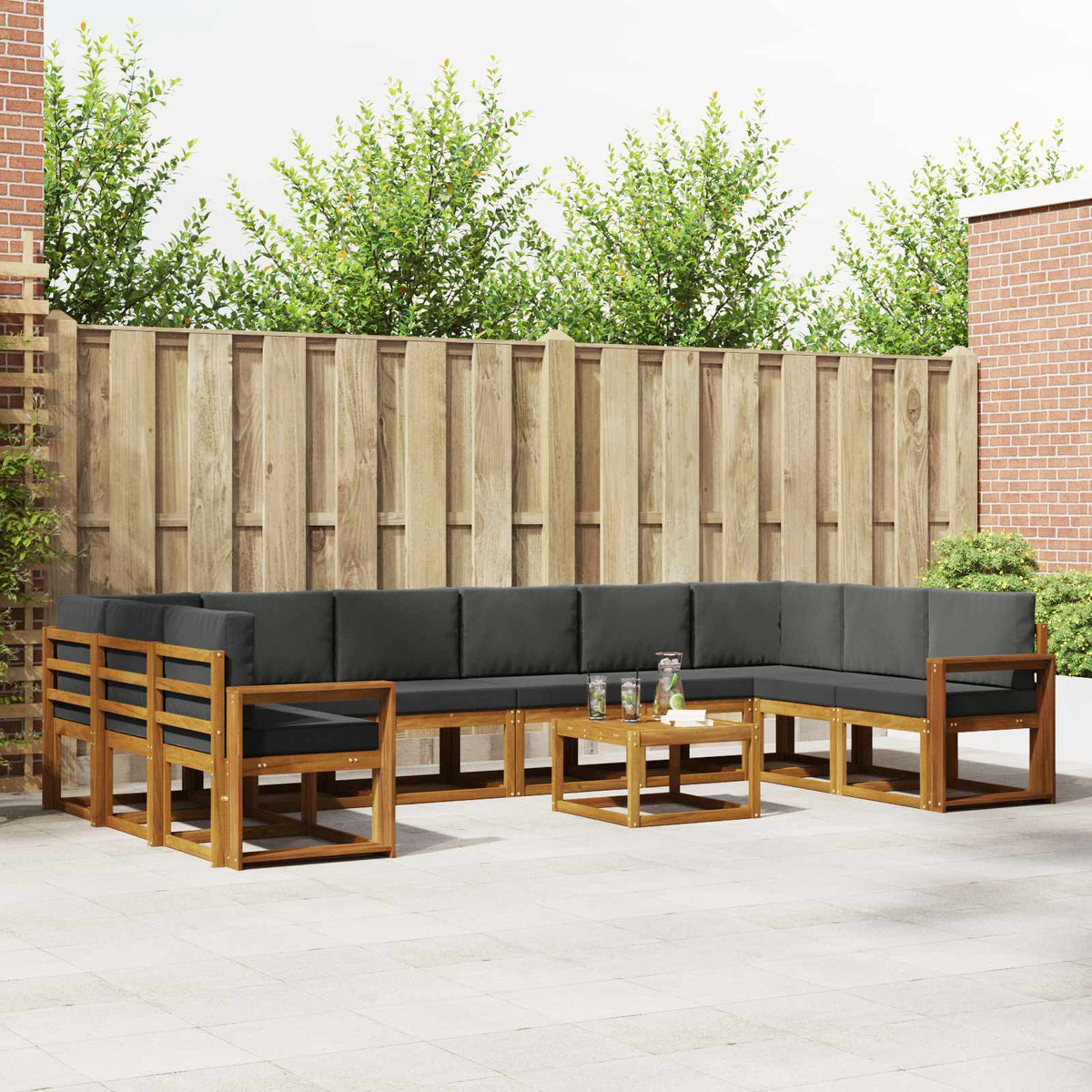 Buiten bankenset met kussen 11 pcs Natuurlijk en Antraciet is nu te koop bij PeponiXL, paradijselijk wonen!