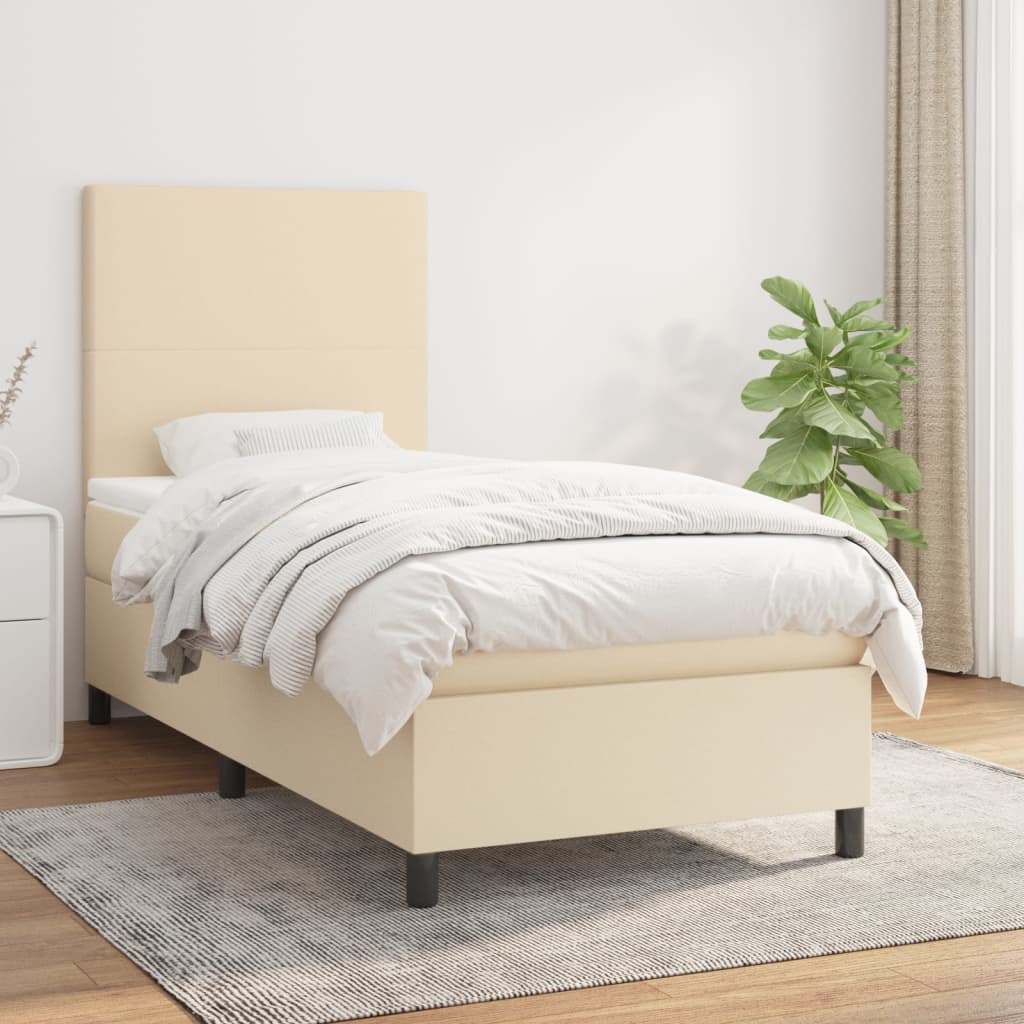 Boxspring met matras stof crèmekleurig 80x200 cm is nu te koop bij PeponiXL, paradijselijk wonen!