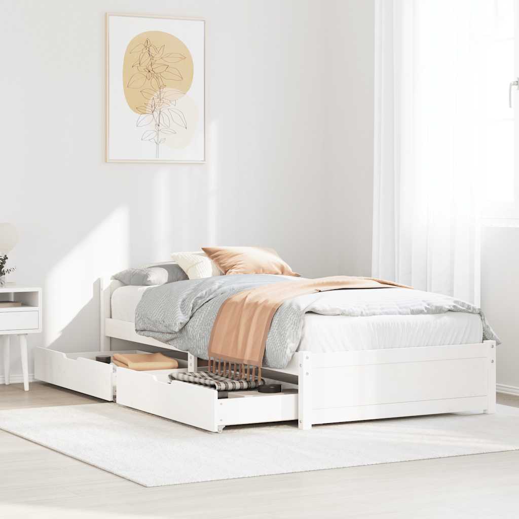 Bedframe zonder matras massief grenenhout wit 90x190 cm is nu te koop bij PeponiXL, paradijselijk wonen!