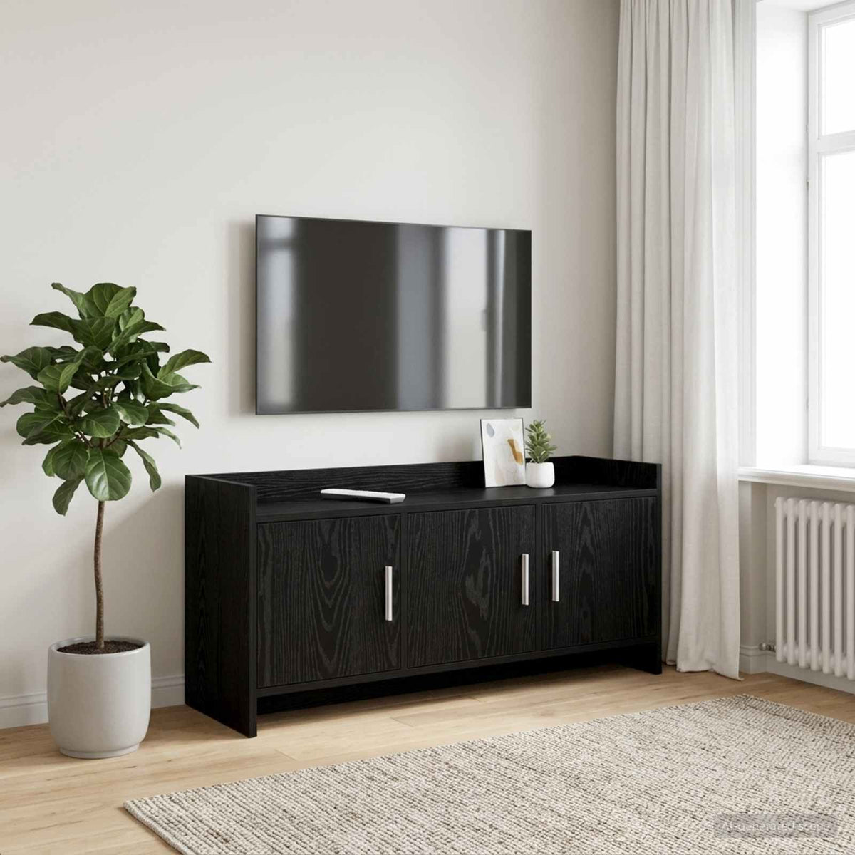 TV-kast 102 x 33 x 47 cm Zwart eiken Bewerkt hout is nu te koop bij PeponiXL, paradijselijk wonen!