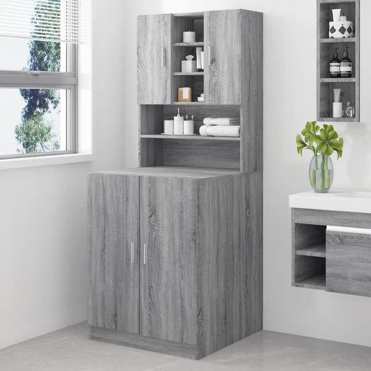 Wasmachinekast bewekrt hout grijs sonoma eikenkleurig is nu te koop bij PeponiXL, paradijselijk wonen!