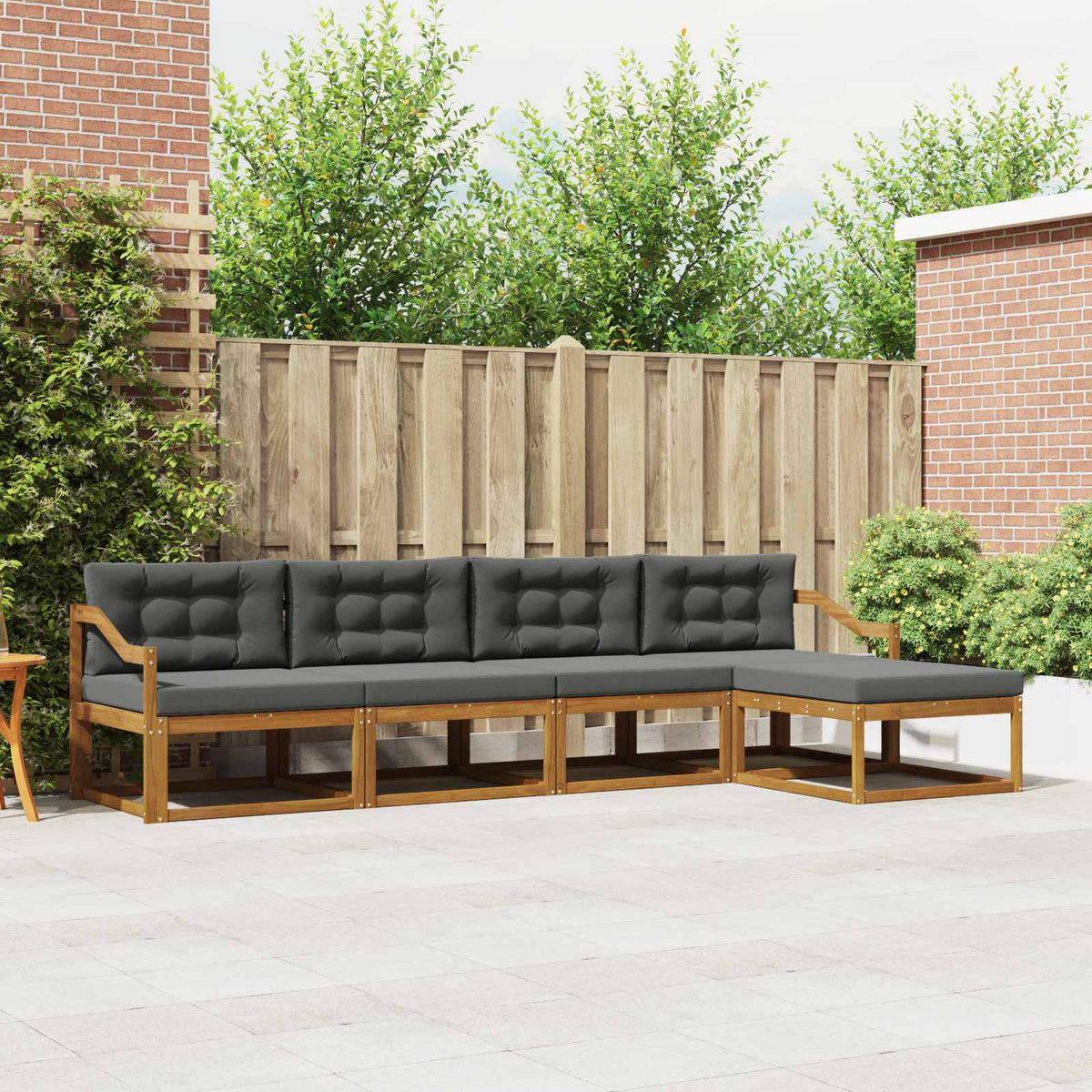 Buiten bankenset met kussen 5 pcs Natuurlijk en Antraciet is nu te koop bij PeponiXL, paradijselijk wonen!