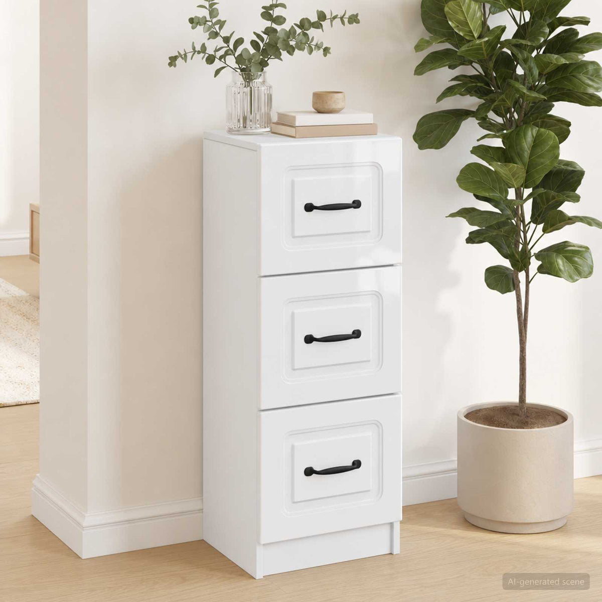 Ladenkast Hoogglans Wit 33 x 34,5 x 87 cm Bewerkt hout is nu te koop bij PeponiXL, paradijselijk wonen!