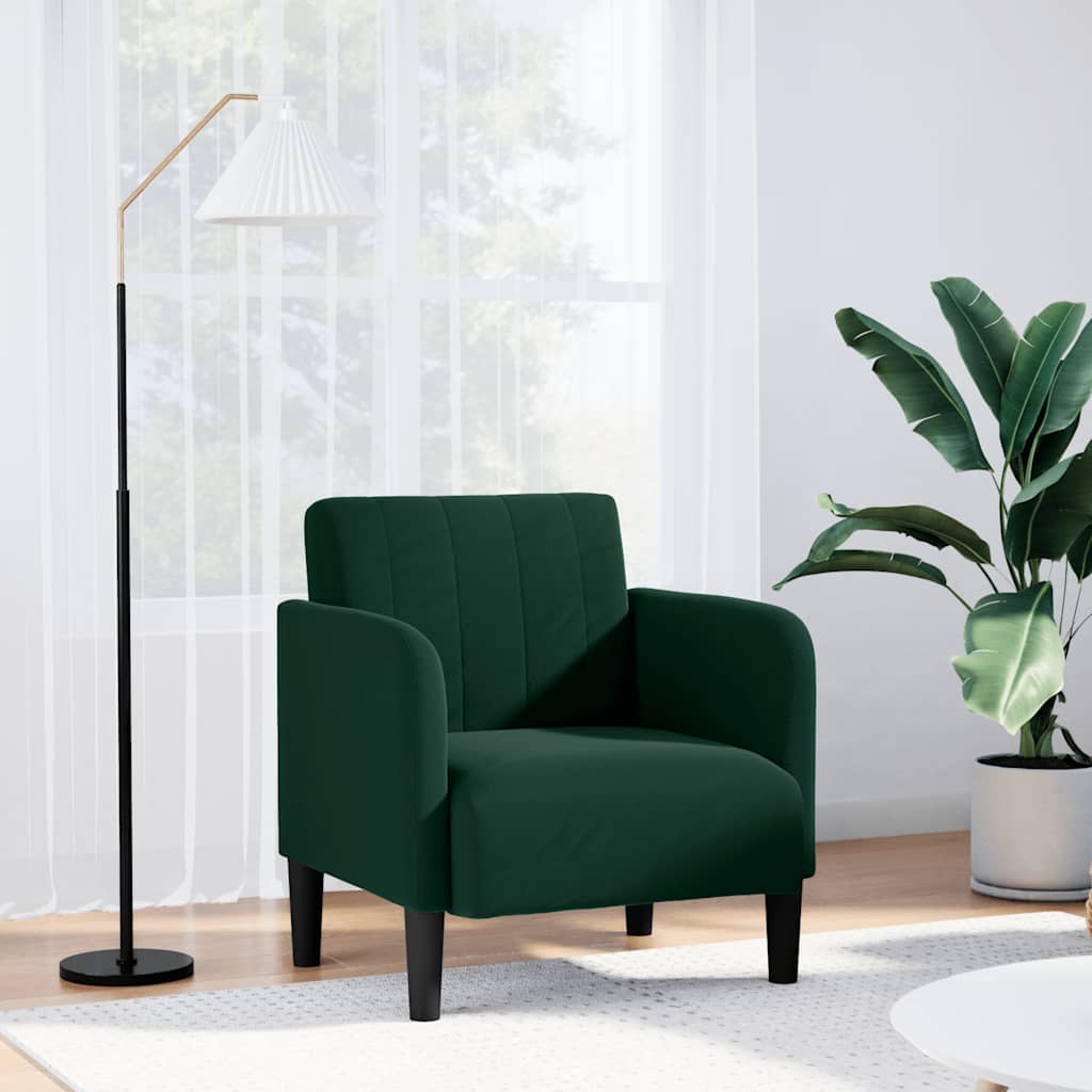 Fauteuil met armleuningen 54 cm fluweel donkergroen is nu te koop bij PeponiXL, paradijselijk wonen!