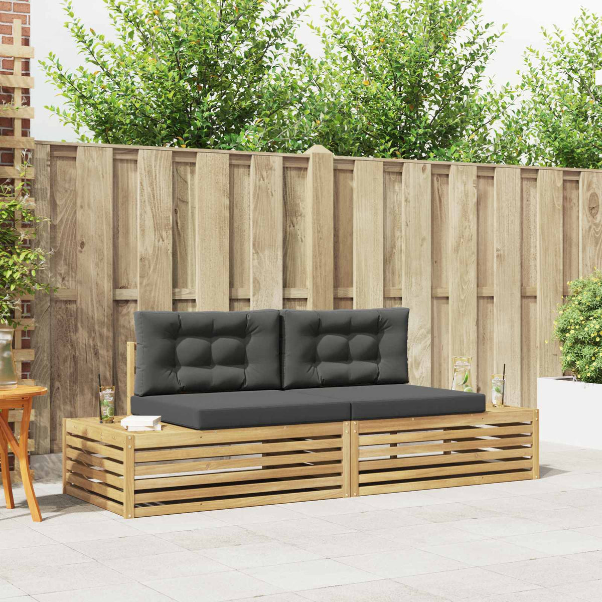 Buiten bankenset met kussen Wit 230,5 x 83 x 73 cm Polyester is nu te koop bij PeponiXL, paradijselijk wonen!